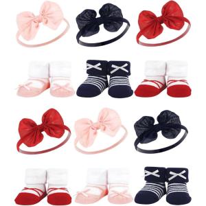 imageHudson Baby Unisex Baby Long Sleeve Plush Faux Fur Sleeping Bag Wearable BlanketRed Navy Bows