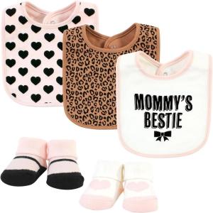 imageHudson Baby Unisex BabyCotton Bib and Sock SetBestie Leopard