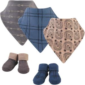 imageHudson Baby Unisex BabyCotton Bib and Sock SetBlack Bear