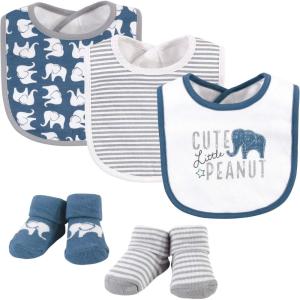 imageHudson Baby Unisex BabyCotton Bib and Sock SetBlue Elephant
