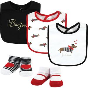 imageHudson Baby Unisex BabyCotton Bib and Sock SetBonjour
