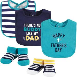 imageHudson Baby Unisex BabyCotton Bib and Sock SetBoy Fathers Day