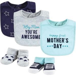 imageHudson Baby Unisex BabyCotton Bib and Sock SetBoy Mothers Day