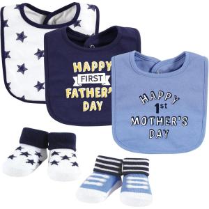 imageHudson Baby Unisex BabyCotton Bib and Sock SetBoy Mothers Fathers Day
