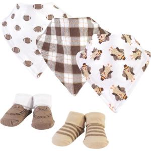 imageHudson Baby Unisex BabyCotton Bib and Sock SetBoy Turkey