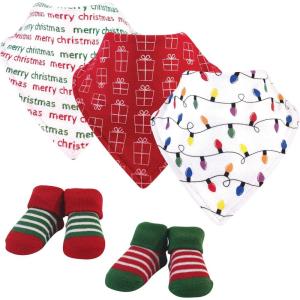 imageHudson Baby Unisex BabyCotton Bib and Sock SetChristmas Lights