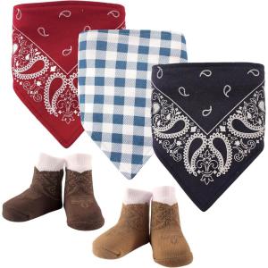 imageHudson Baby Unisex BabyCotton Bib and Sock SetCowboy