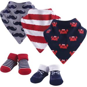 imageHudson Baby Unisex BabyCotton Bib and Sock SetCrab