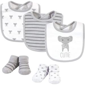 imageHudson Baby Unisex BabyCotton Bib and Sock SetCute Elephant