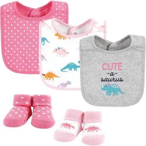 imageHudson Baby Unisex BabyCotton Bib and Sock SetCuteasaurus