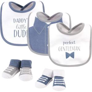 imageHudson Baby Unisex BabyCotton Bib and Sock SetDaddys Little Dude