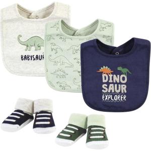 imageHudson Baby Unisex BabyCotton Bib and Sock SetDinosaur Explorer