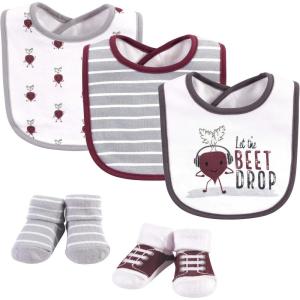 imageHudson Baby Unisex BabyCotton Bib and Sock SetDrop The Beet