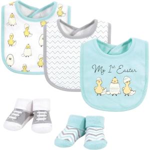 imageHudson Baby Unisex BabyCotton Bib and Sock SetEaster Chicks
