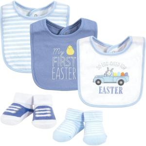 imageHudson Baby Unisex BabyCotton Bib and Sock SetEaster Truck