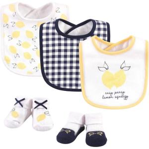 imageHudson Baby Unisex BabyCotton Bib and Sock SetEasy Peasy