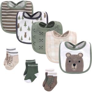 imageHudson Baby Unisex BabyCotton Bib and Sock SetForest Bear