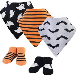 imageHudson Baby Unisex BabyCotton Bib and Sock SetGhost