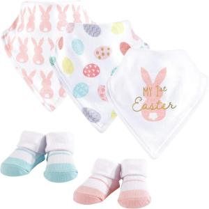 imageHudson Baby Unisex BabyCotton Bib and Sock SetGirl First Easter