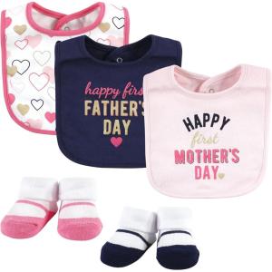 imageHudson Baby Unisex BabyCotton Bib and Sock SetGirl Mothers Fathers Day