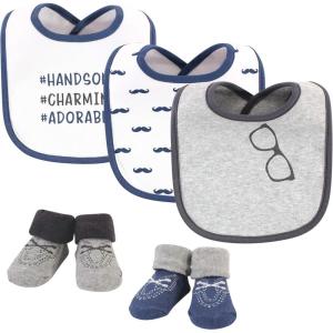 imageHudson Baby Unisex BabyCotton Bib and Sock SetHandsome Charming Adorable