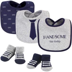 imageHudson Baby Unisex BabyCotton Bib and Sock SetHandsome Like Daddy