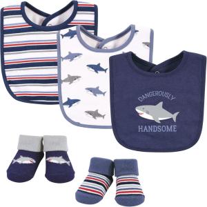 imageHudson Baby Unisex BabyCotton Bib and Sock SetHandsome Shark