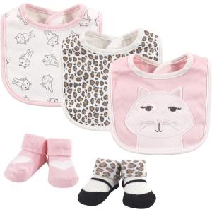 imageHudson Baby Unisex BabyCotton Bib and Sock SetKitty