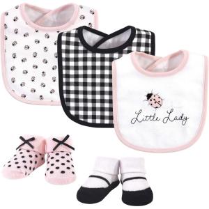 imageHudson Baby Unisex BabyCotton Bib and Sock SetLady Bug