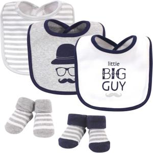 imageHudson Baby Unisex BabyCotton Bib and Sock SetLittle Big Guy