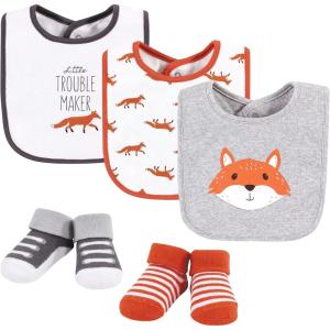 imageHudson Baby Unisex BabyCotton Bib and Sock SetLittle Fox