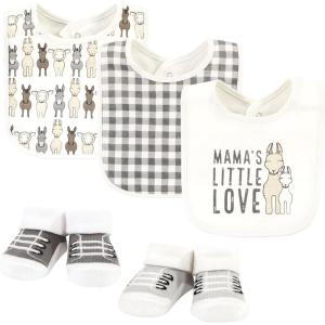 imageHudson Baby Unisex BabyCotton Bib and Sock SetLittle Love Lama