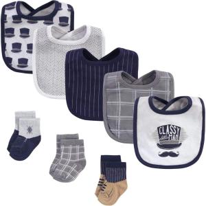 imageHudson Baby Unisex BabyCotton Bib and Sock SetLittle Man