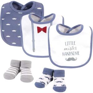 imageHudson Baby Unisex BabyCotton Bib and Sock SetLittle Mister Handsome