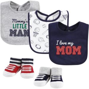 imageHudson Baby Unisex BabyCotton Bib and Sock SetLove Mom