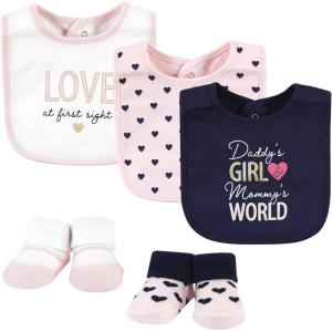 imageHudson Baby Unisex BabyCotton Bib and Sock SetLove at First Sight