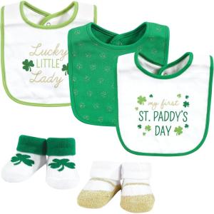 imageHudson Baby Unisex BabyCotton Bib and Sock SetLucky Lady