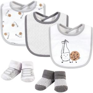 imageHudson Baby Unisex BabyCotton Bib and Sock SetMilk And Cookies