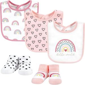imageHudson Baby Unisex BabyCotton Bib and Sock SetModern Rainbow