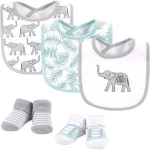 imageHudson Baby Unisex BabyCotton Bib and Sock SetModern Safari Elephant