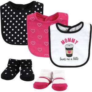 imageHudson Baby Unisex BabyCotton Bib and Sock SetMommy Latte