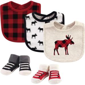 imageHudson Baby Unisex BabyCotton Bib and Sock SetMoose