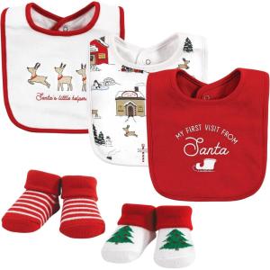 imageHudson Baby Unisex BabyCotton Bib and Sock SetNorth Pole
