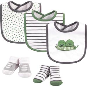 imageHudson Baby Unisex BabyCotton Bib and Sock SetPeas
