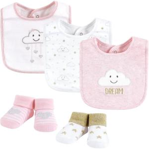 imageHudson Baby Unisex BabyCotton Bib and Sock SetPink Cloud
