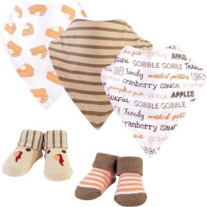 imageHudson Baby Unisex BabyCotton Bib and Sock SetPumpkin Pie