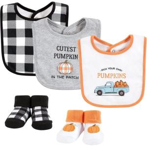imageHudson Baby Unisex BabyCotton Bib and Sock SetPumpkin Truck