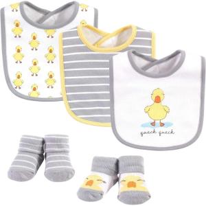 imageHudson Baby Unisex BabyCotton Bib and Sock SetQuack Quack