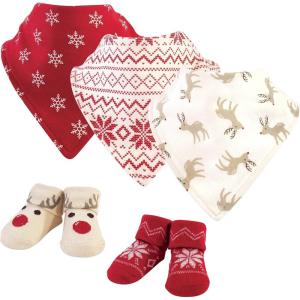 imageHudson Baby Unisex BabyCotton Bib and Sock SetReindeer