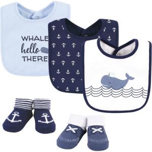 imageHudson Baby Unisex BabyCotton Bib and Sock SetSailor Whale